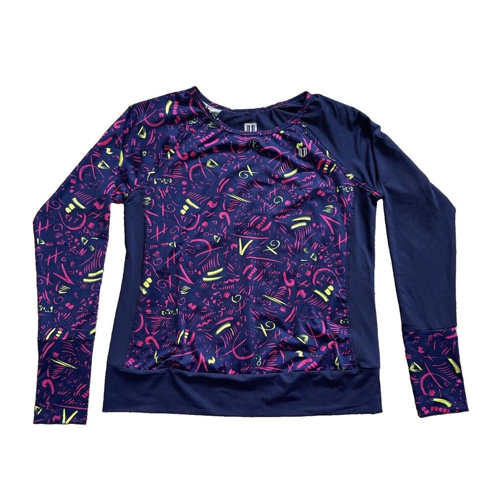 EleVen by Venus Williams Womens M Tennis Top Long Sleeve Abstract Print Made USA